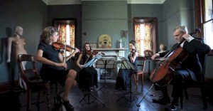 Stringspace string quartet musicians performing Pachelbel's Canon