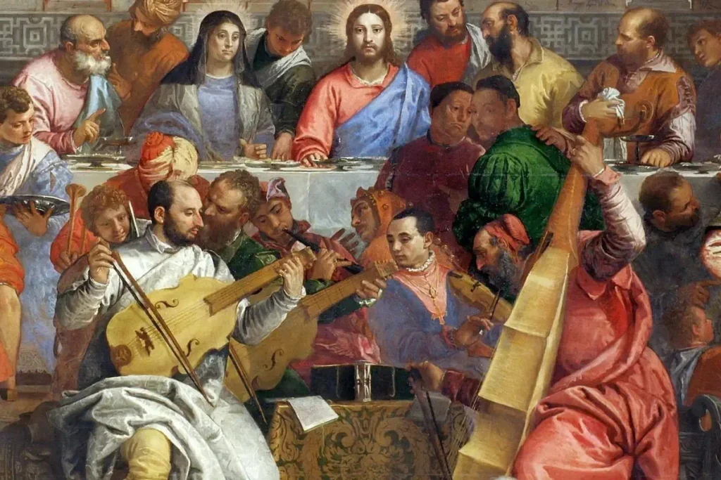 The Wedding at Cana [Veronese] - detail: Jesus and musicians