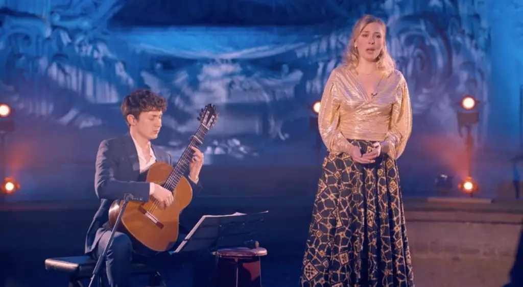 Accompanied by Thibaut Garcia on guitar, French-Danish operatic soprano Elsa Dreisig sings Ave Maria (Bach/Gounod)