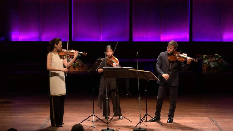 Clara-Jumi Kang (violin), Hana Chang (Violin), and Amihai Grosz perform Dvořák Terzetto in C major, Op. 74 (B. 148)