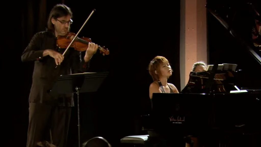 Yuja Wang and perform Johannes Brahms Violin Sonata No. 1 in G major, Op. 78, Regensonate (Rain Sonata)