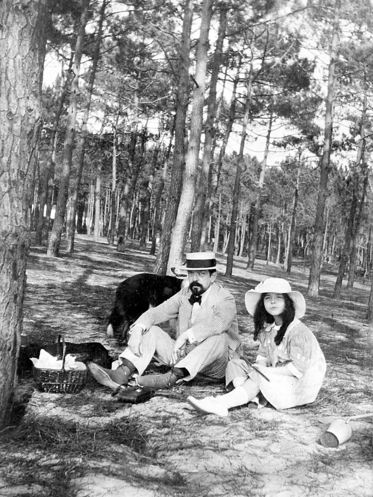 Claude Debussy with his daughter Claude Emma Chouchou Debussy. She inspired and dedicated his famous 1908 piano suite, Children Corner